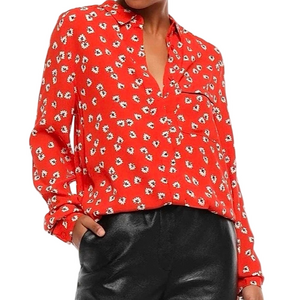 Ganni red and white floral shirt